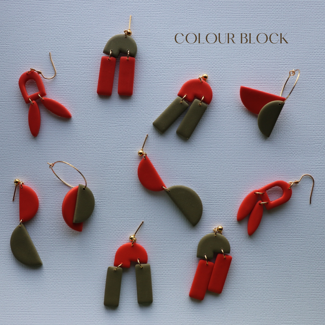 Colour Block - Khaki & Coral