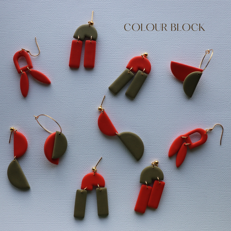 Colour Block - Khaki & Coral